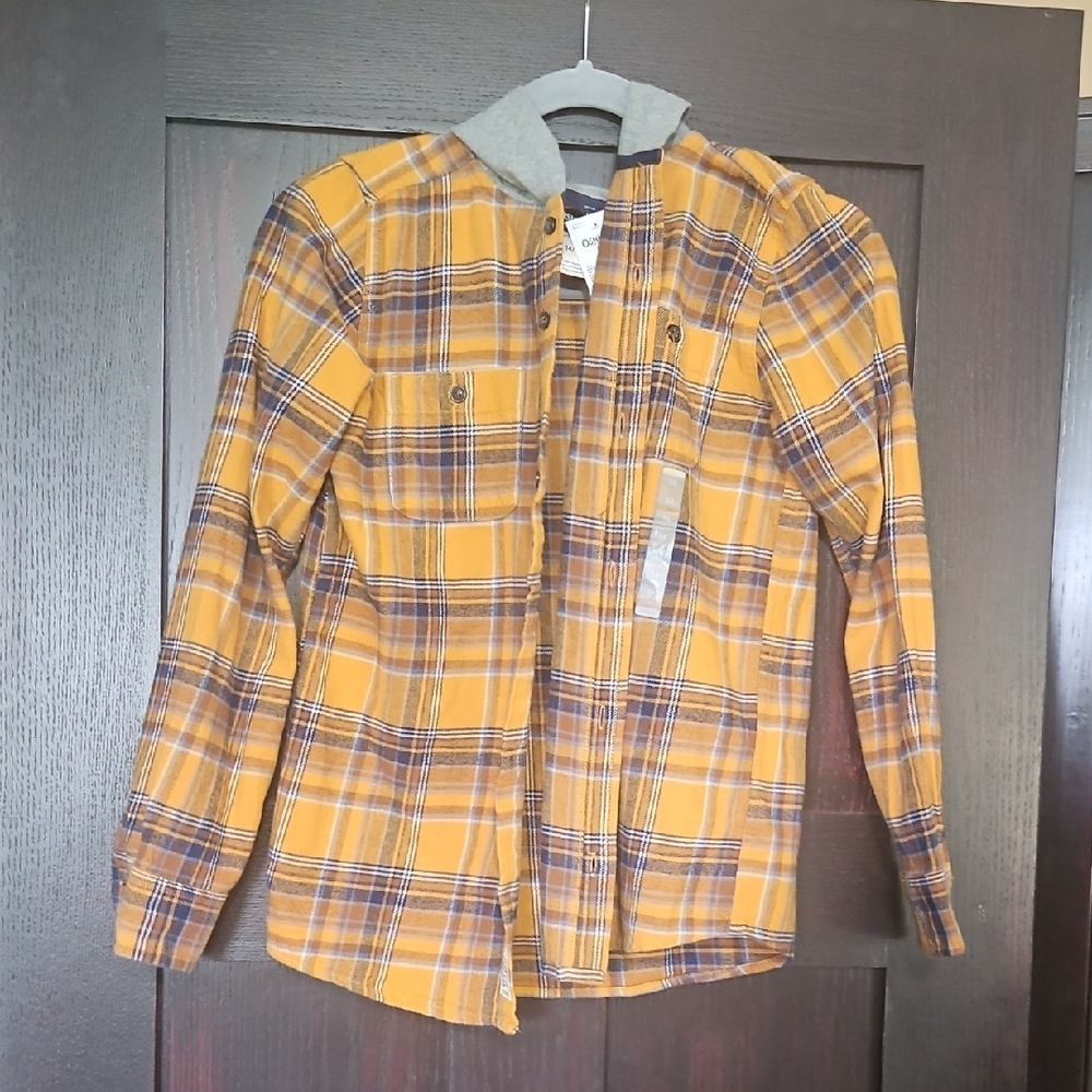 Old Navy Yellow and Gray Plaid Button Down Shirt